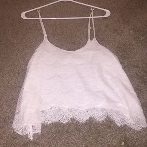 White lace crop top tank